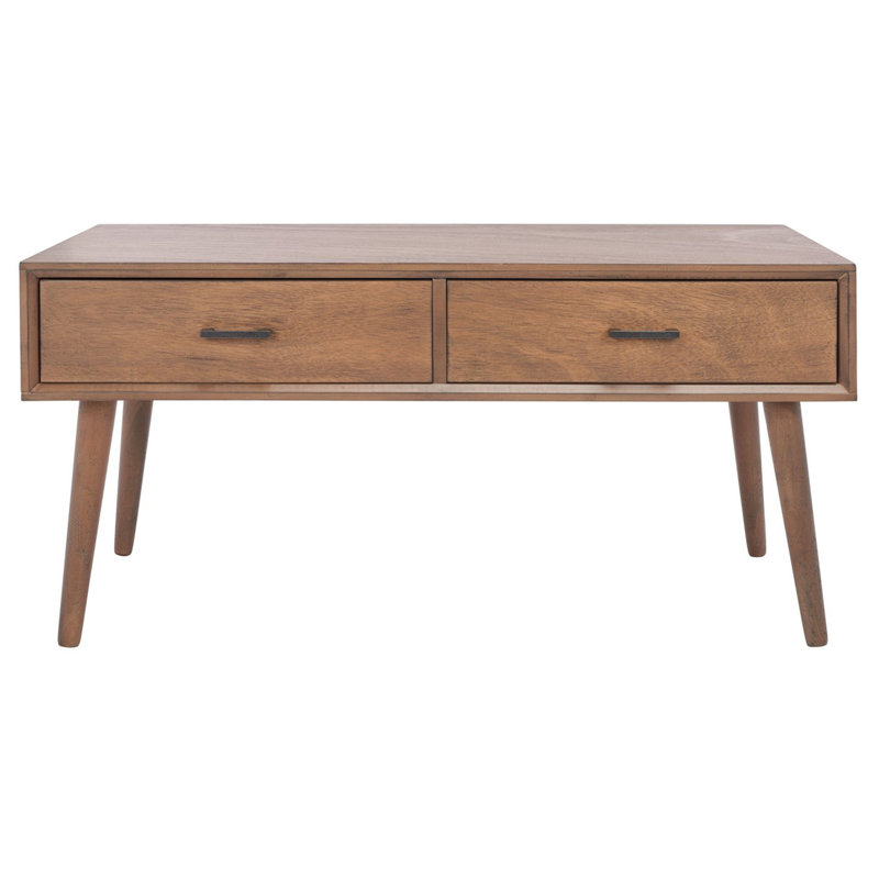 Stylish Foerster Coffee Table with Storage – Belgian Farmhouse Style with 2 Drawers for Living Room, Brown