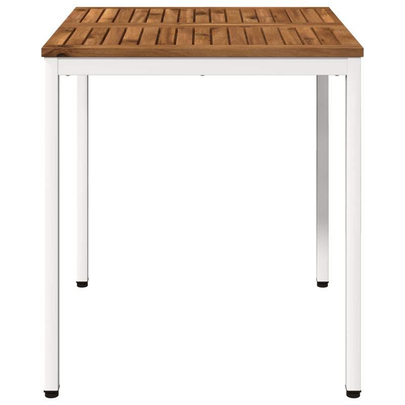 Acacia Metal Base Dining Table, Brown, 75cm H x 70cm W x 68.5cm D, White