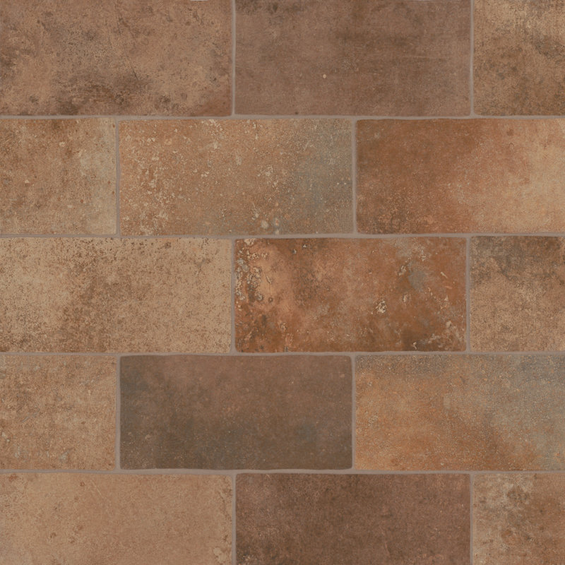 Montana 5" x 10" Porcelain Brick Look Wall & Floor Tile, Bitterroot
