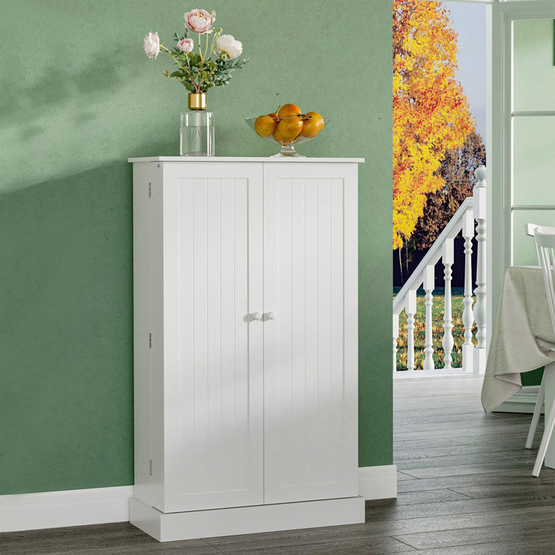 Armoire de rangement autoportante moderne de 41 po avec deux portes réglables pour le salon - blanc