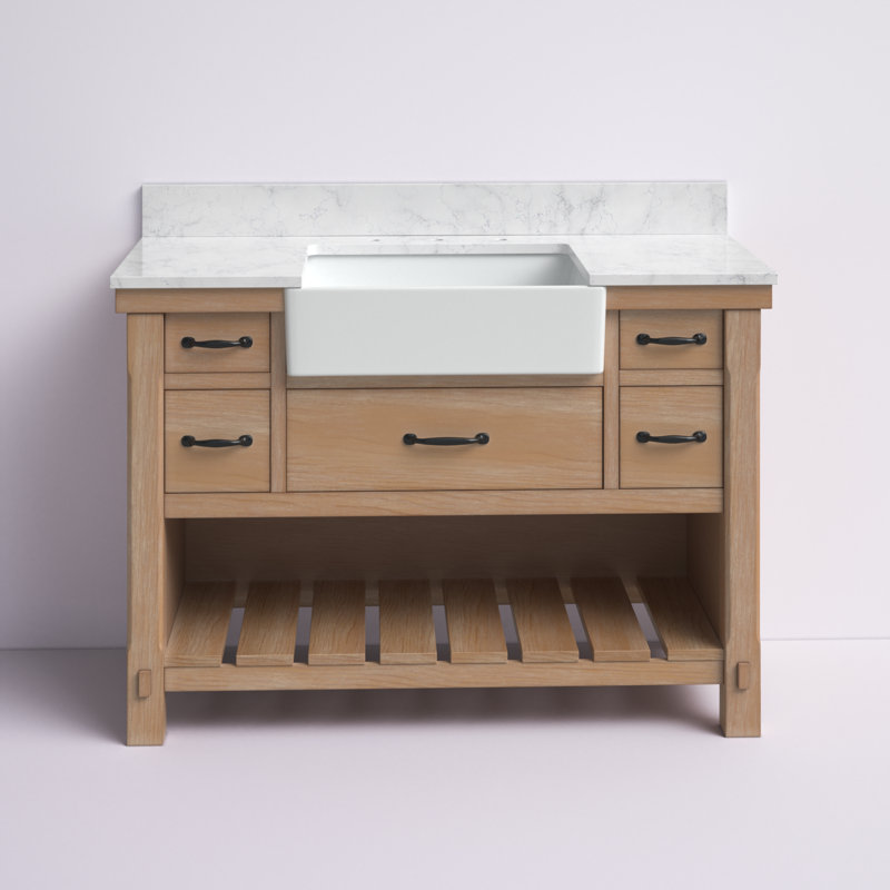 Ensemble de meuble-lavabo simple 48 po Villareal, Pin patiné