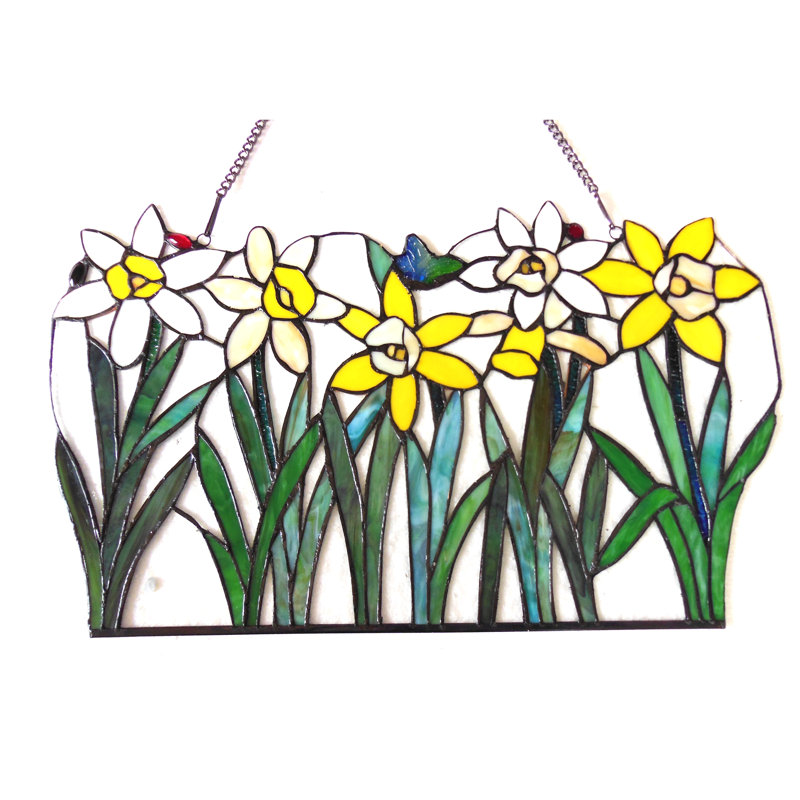 Panneau de fenêtre fleurs en verre tiffany