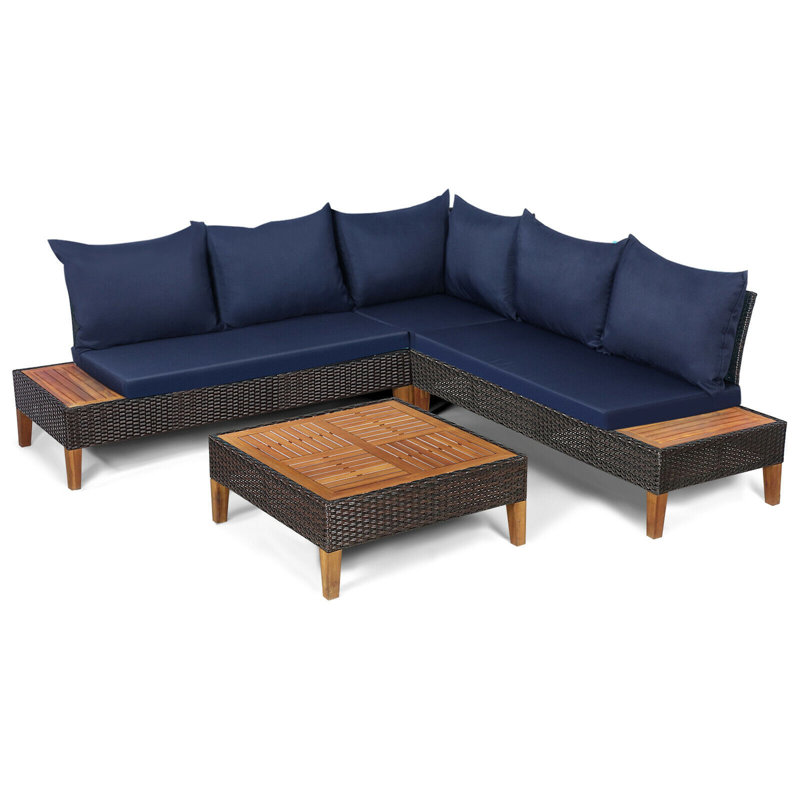 Acacia 5 - Person Patio Conversation Set, Navy Blue
