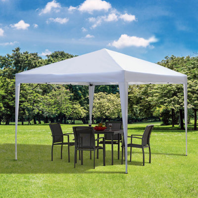 3x3m Height Adjustable Pop Up Gazebo, 210d Oxford Fabric Party Tent With Uv & Water Resistant Canopy, Steel Frame, Carry Bag, White