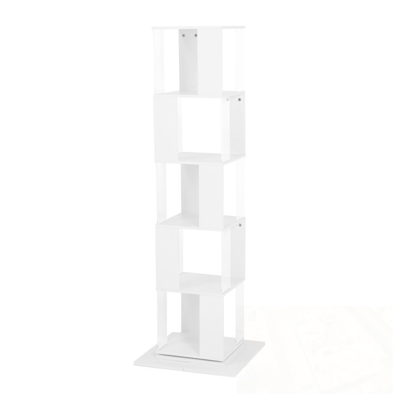 Bibliothèque rotative à 5 niveaux avec base robuste, Blanc