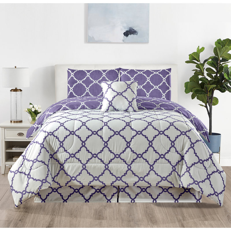 5 Piece Comforter set Reversible Down Alternative Comforter Duvet Insert, Twin Comforter + 2 Shams + 2 Throw Pillows