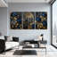 Plantes et fleurs, roses noires et bleues, ensemble de 3 impressions sur toile-340727095