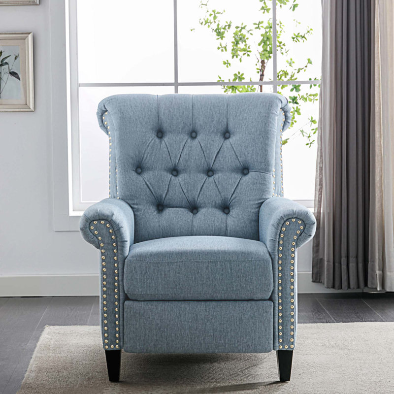 Fauteuil inclinable standard de 25,95 po Maricelda, Mélange de lin bleu