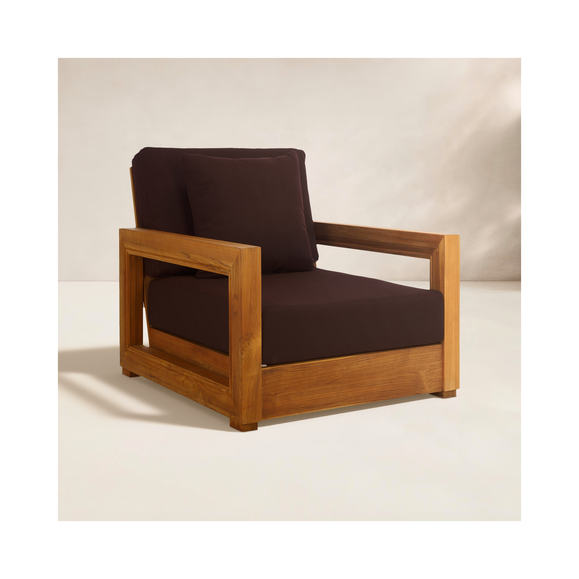Melrose Teak Outdoor Lounge Chair, Dark Brown