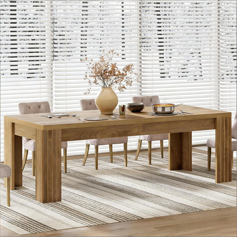 Table de salle à manger spacieuse en bois aggloméré brun rustique pour la maison