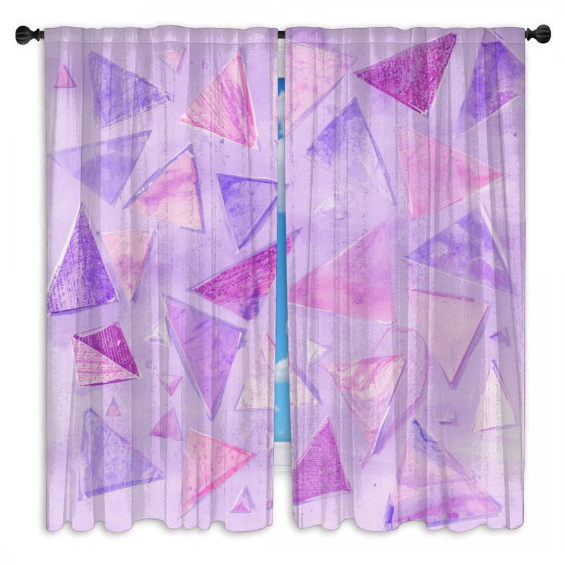 Triangles de rideaux à formes abstraites triangulaires transparents et obscurcissants - 2 panneaux