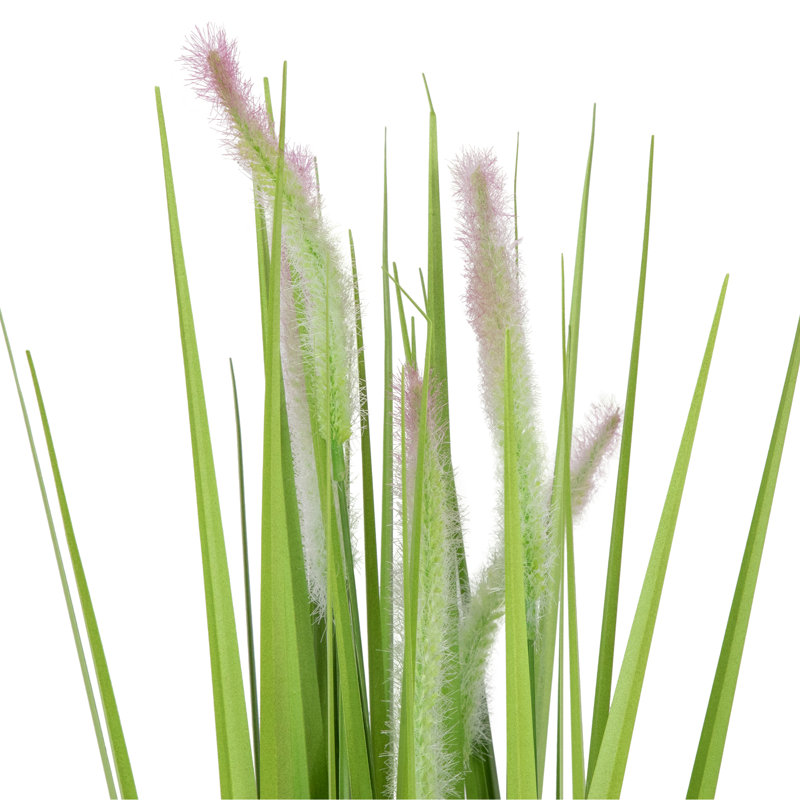 24" Green Artificial Onion Grass Plant in White Plastic Pot