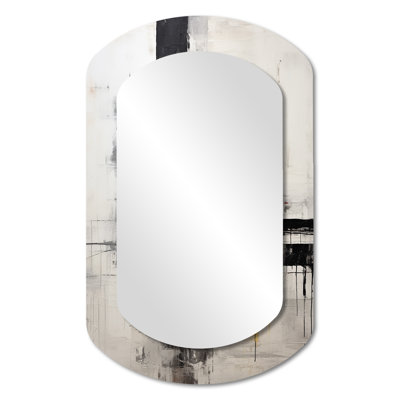 Abstract Beige Black Road Collage - Abstract Collages Asymmetrical Modern Large Wall Mirror