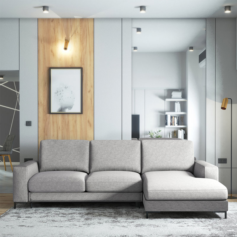 Benites 3 Seater Sofa Bed, Right Hand Facing, Light Grey