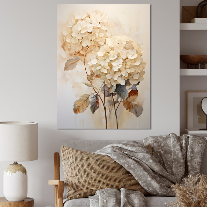 " Vintage Minimalism Hydrangea I ", Wrapped Canvas, 32" H x 16" W x 1" D