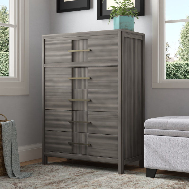 Cayer 34'' W 5 - Drawer Dresser, Gray
