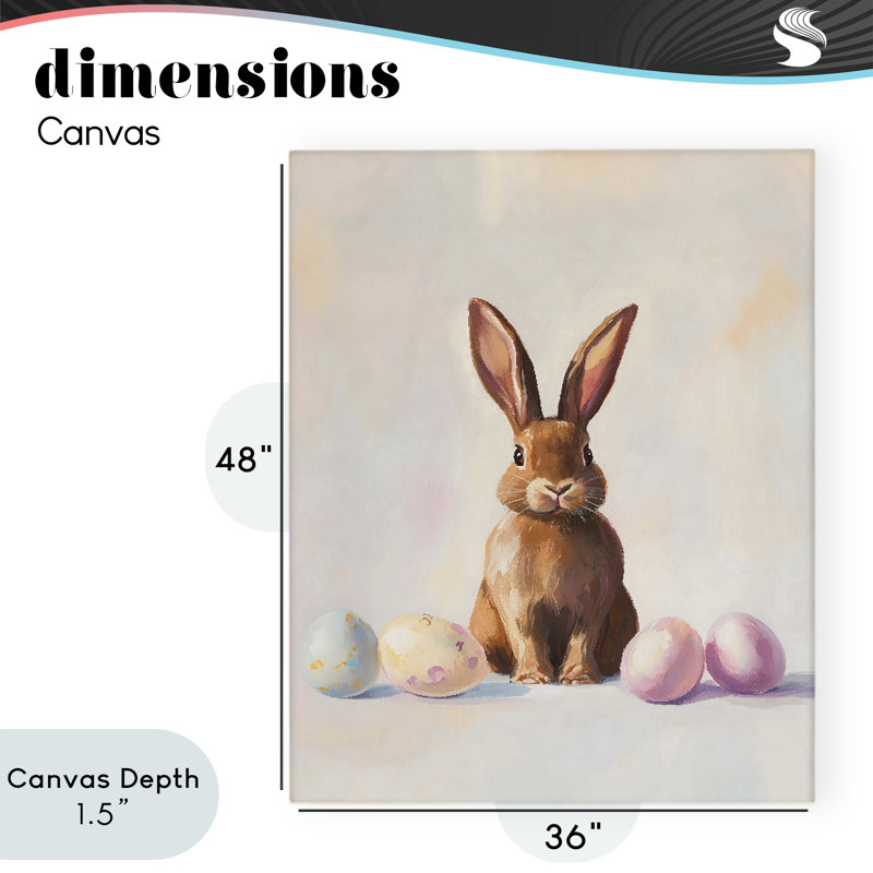 Toile de lapin de Pâques avec œufs pastel, design par The Prints Vibe, 48 po x 36 po