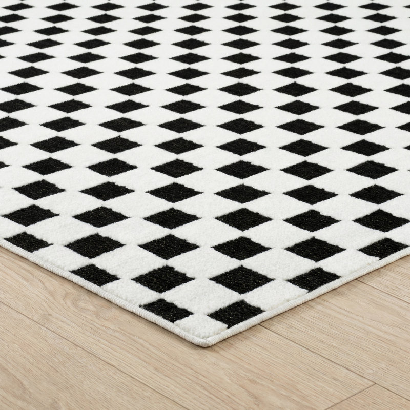 Rug Branch Rocky 8' x 10' (7'10" x 10') Black/White Checkered Indoor Area Rug, Contemporary, Low Pile, Stain-Resistant Carpet - Living Room, Bedroom, Dining Room, and Kitchen