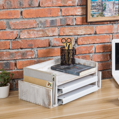 Fickling Wood Office Desk Top Organizer