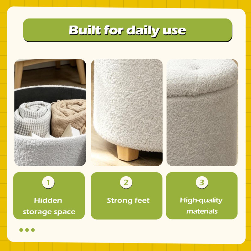 Button Tufted Foot Stool,Round Storage Stool