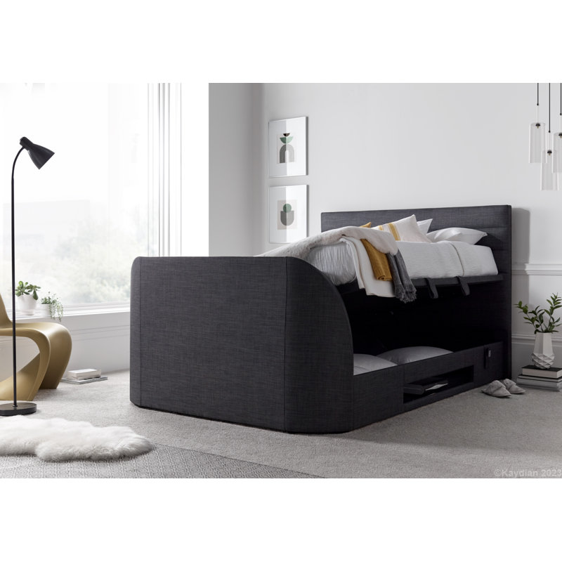 Lili-Grace Upholstered Ottoman Storage Bed, Dark Grey, Super King (6')
