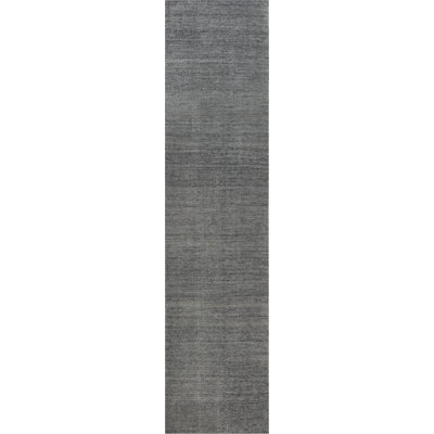 Modern One-of-a-Kind Runner 2'1" X 13'8" New Age Runner Wool Area Rug in Black/Gray