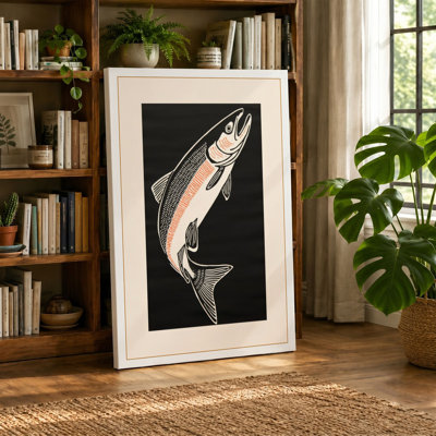 Leaping Salmon Japandi - Wrapped Canvas