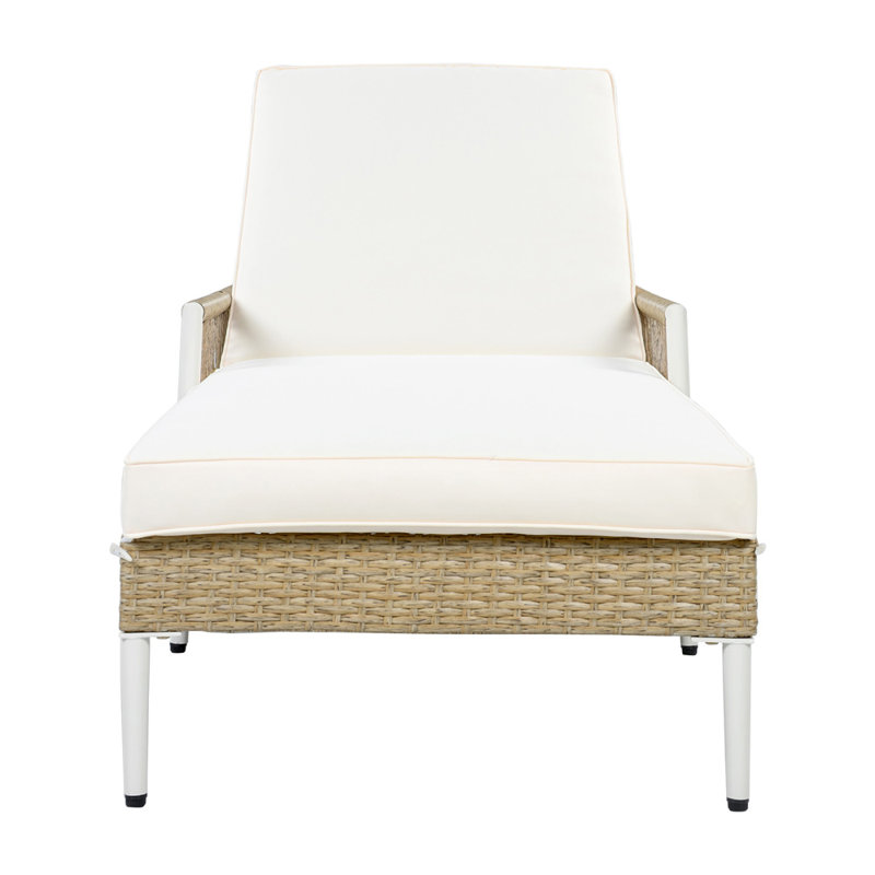 Outdoor Single chaise with Cushions, Beige