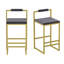 Ensemble de 2 tabourets de bar modernes à hauteur de comptoir en velours avec dossier bas pour îlot de cuisine-549141147