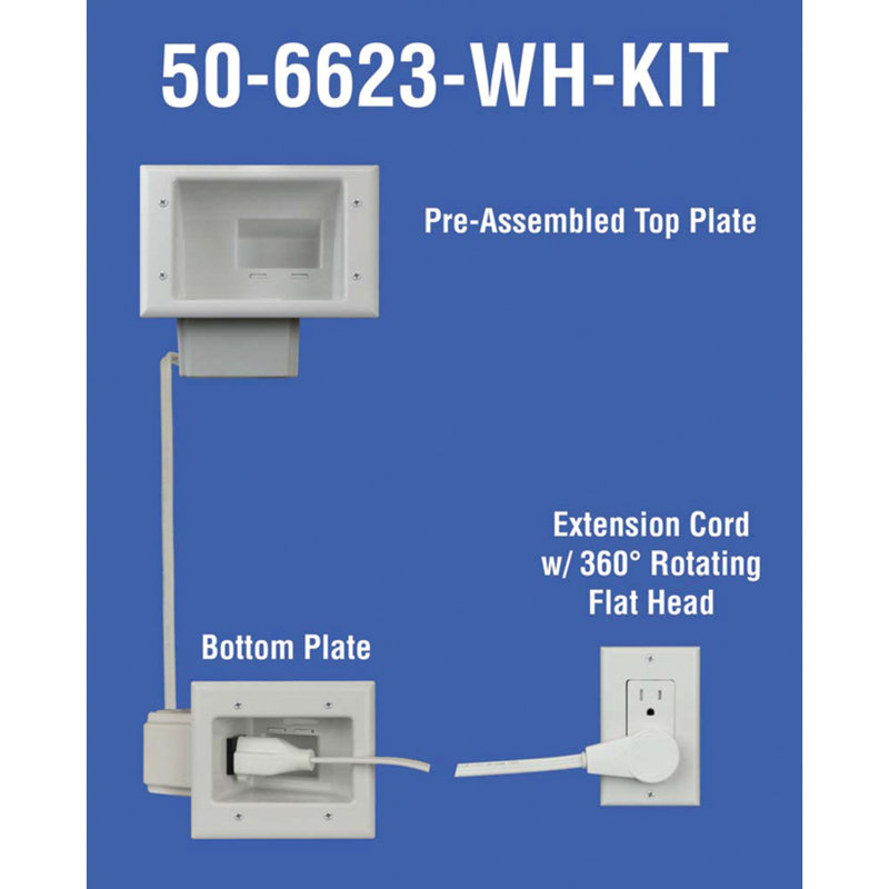 White Tamper-Proof Flat Panel TV Cable Organizer Kit