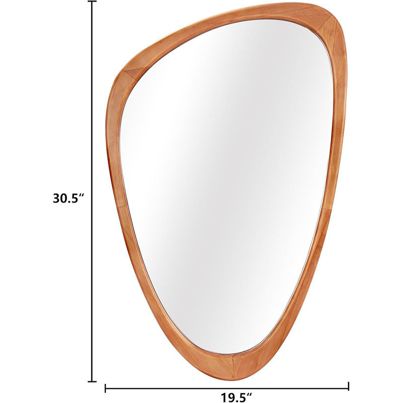 Asymmetrical Solid Wood Framed Wall Mirror, 30" H x 19" W