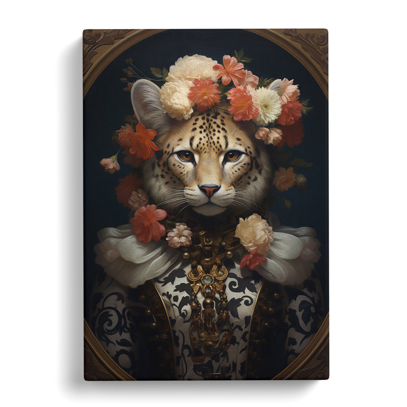 Cheetah Rococo Art - Print, 76cm H x 50cm W x 3cm D