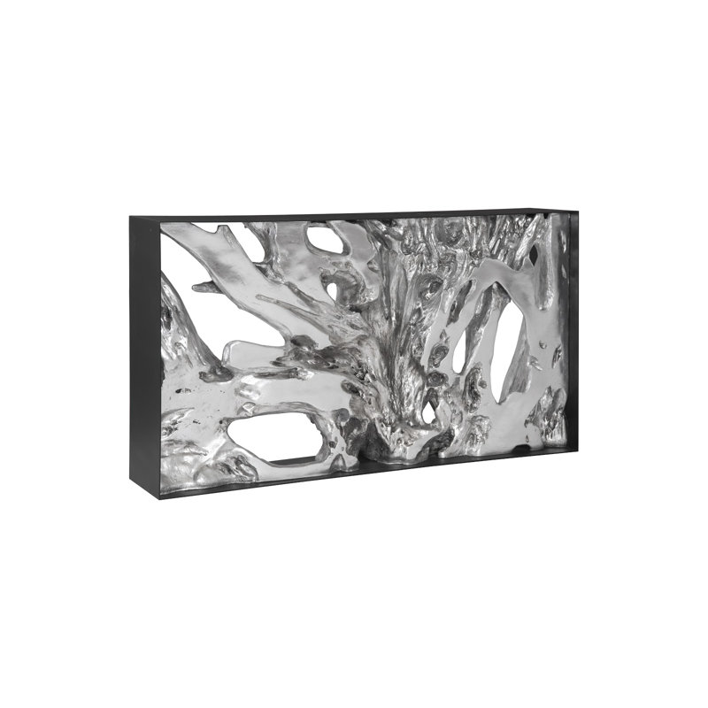 Cast Root Console Table, Iron Frame, Resin, Silver Leaf, Silver