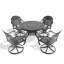 Ensemble de bar de salle à manger 5 pièces en fonte d'aluminium toutes saisons, comprenant 4 chaises pivotantes et une table ronde de 39,37 po avec structure noire (même référence: W1710S00436)