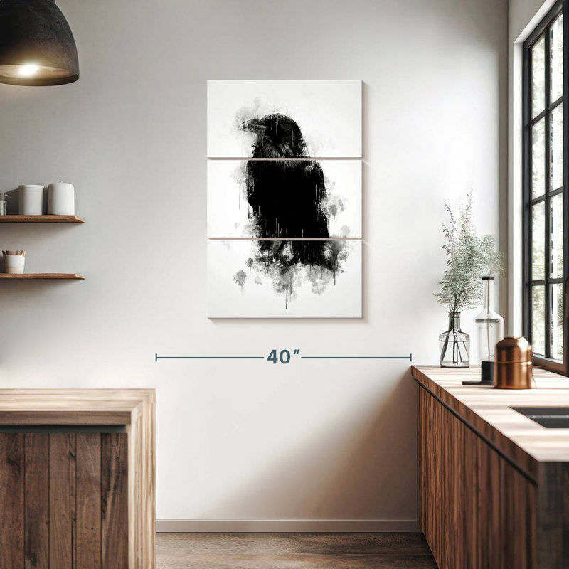 Brampt Crow Raven Black And White, 38" H x 24" W