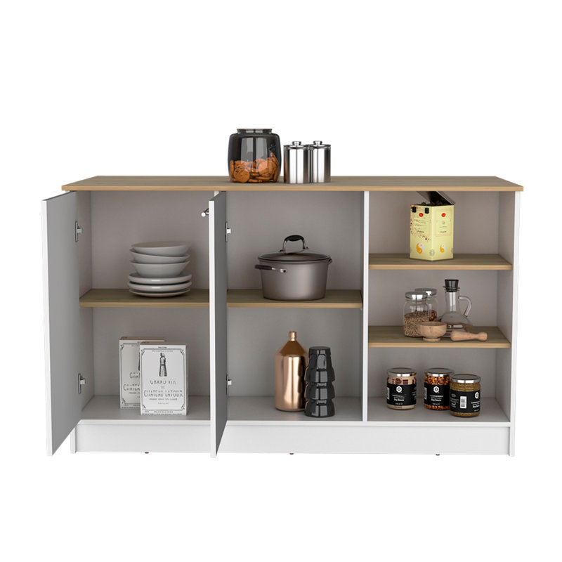 Kitchen Island Leoti, Kitchen, White, 26.3" H x 35.6" W x 59" D