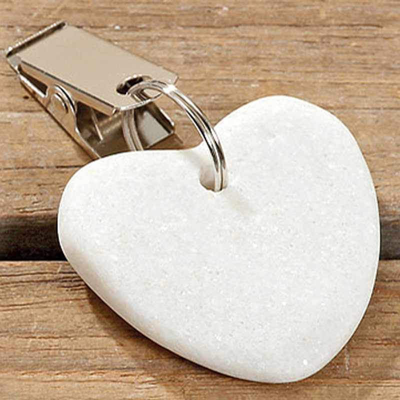 4 Piece Suttle Heart Stone Table Cloth Weights, White