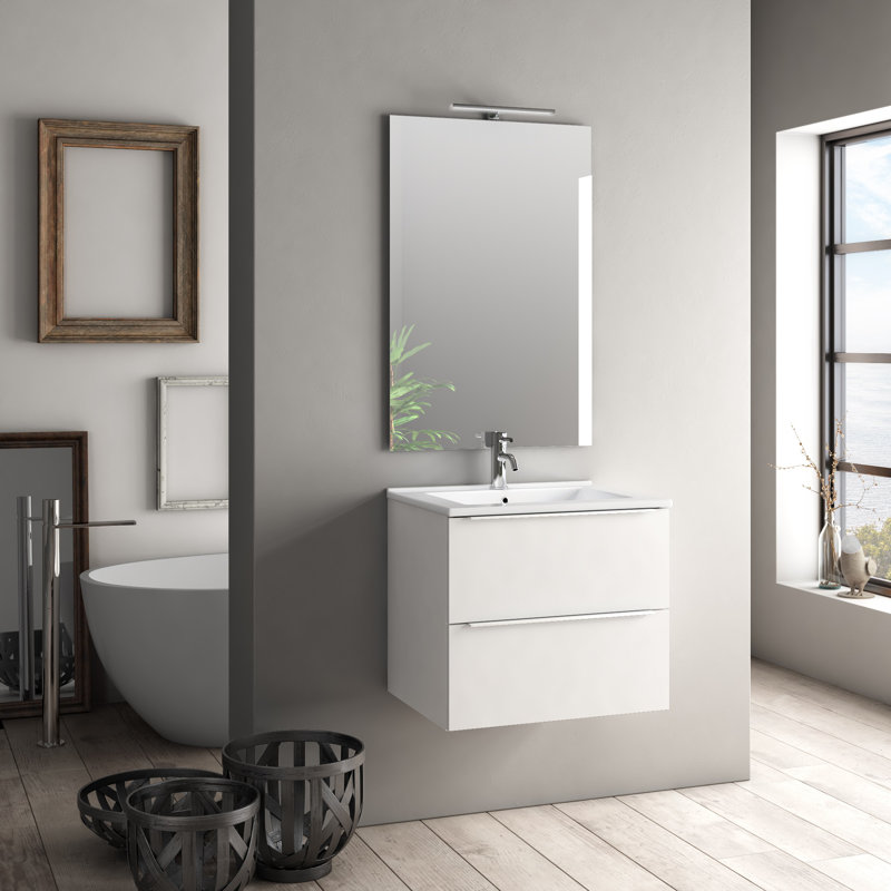 Erica 610mm Single Bathroom Vanity with Integrated Ceramic Basin, White