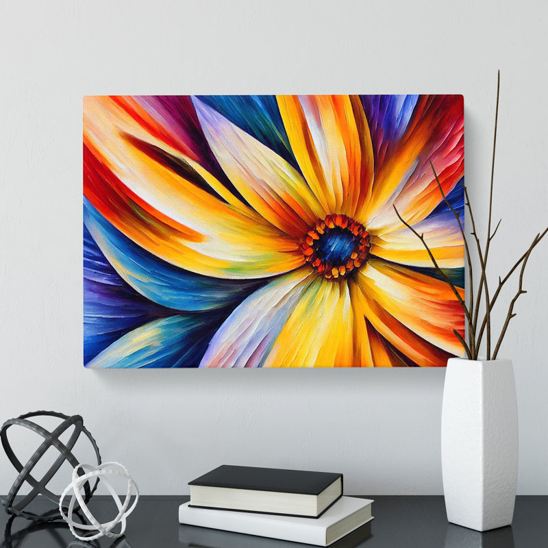Painted Daisy Flower Vol.2 Abstract - Wrapped Canvas, 35cm H x 50cm W x 3cm D