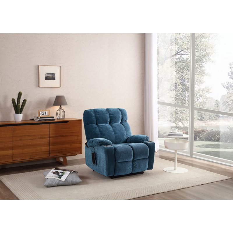 Fauteuil inclinable Leatham, Velours bleu