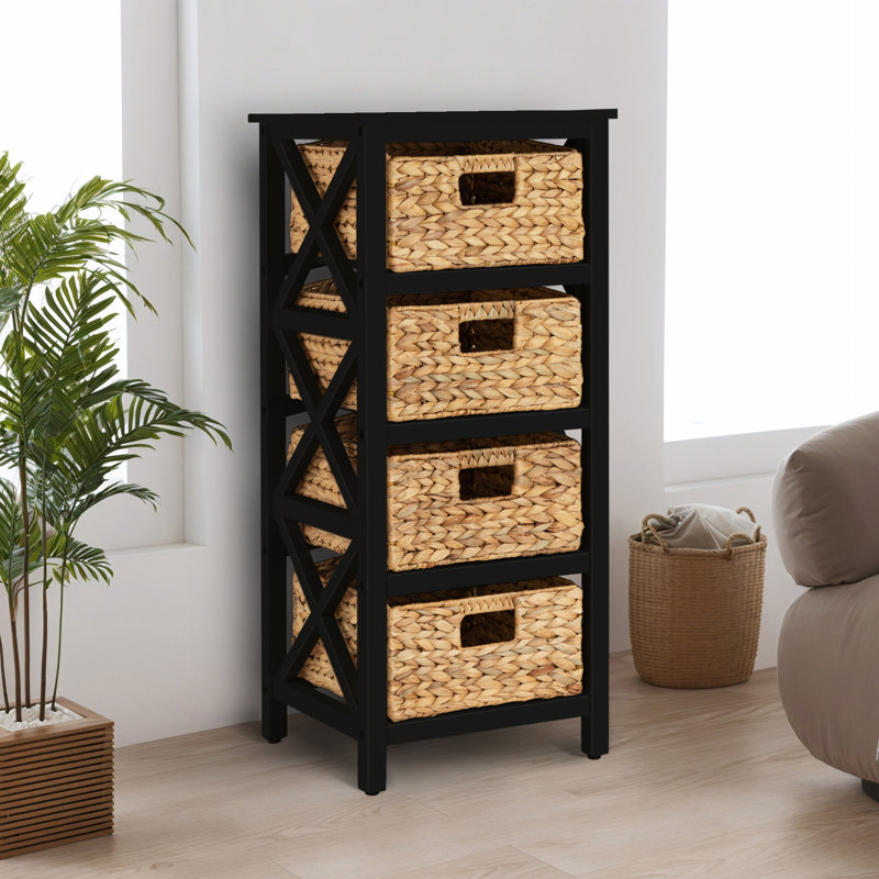 4 Drawer Storage Drawer, Black