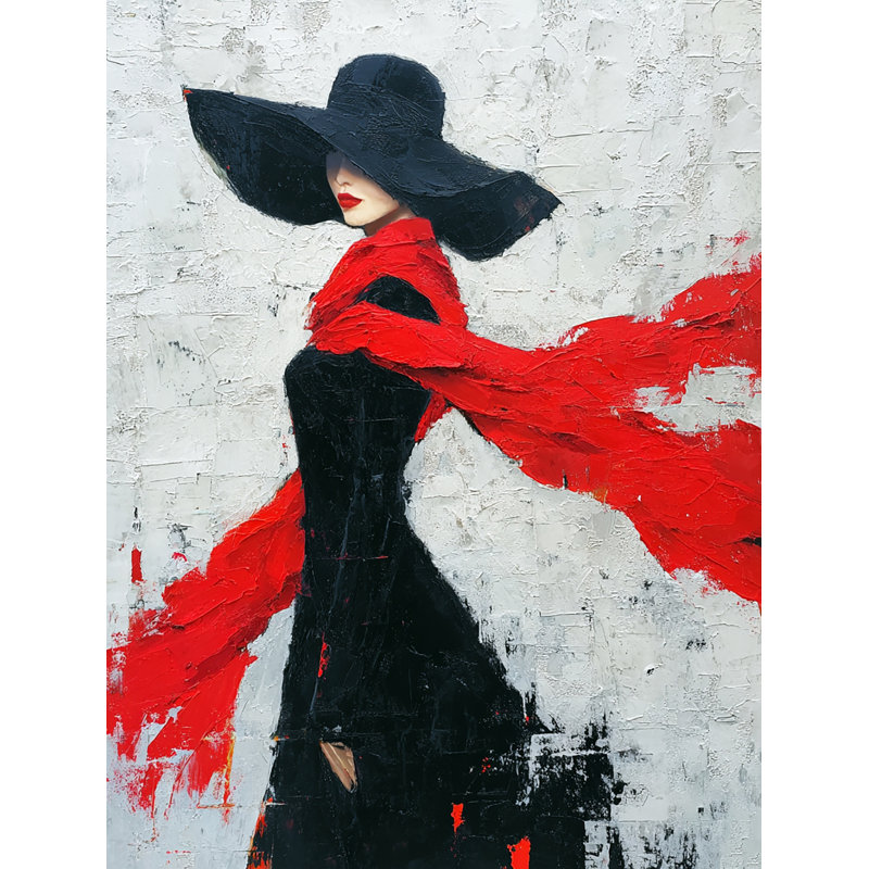 Art mural sur toile Crimson Elegance, H 36 po x l 24 po