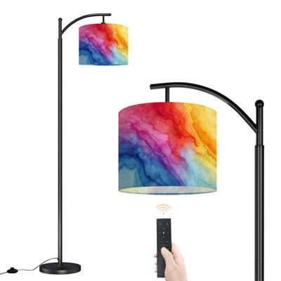 Lampe sur pied à arc avec abat-jour ajustable Arc-en-ciel, aquarelle