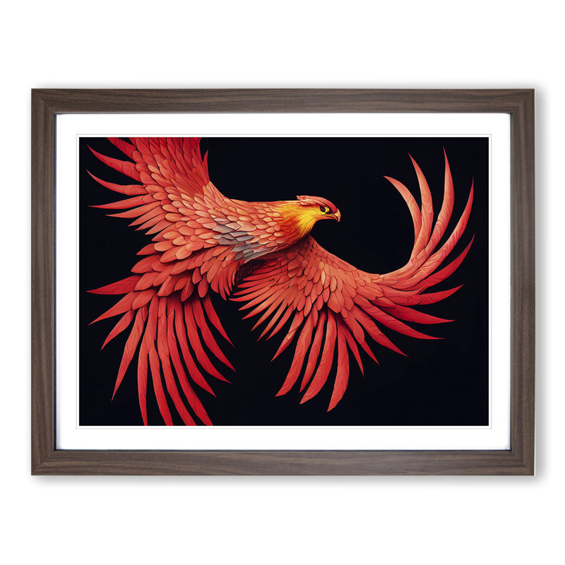 Evolving Phoenix Bird - Framed Print, 25cm H x 34cm W x 2cm D, Walnut