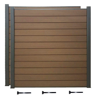 Mocha 6 ft. x 6 ft. Composite Privacy Fence   Panel, bottom square surface-mount holders