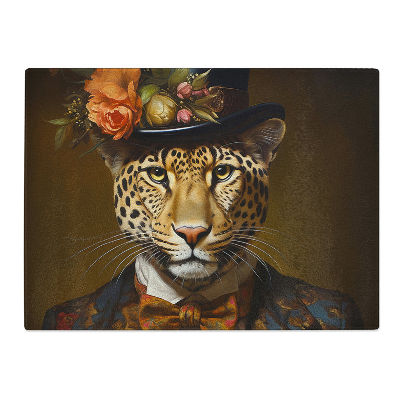 Leopard Victorian Art  Glass Chopping Board