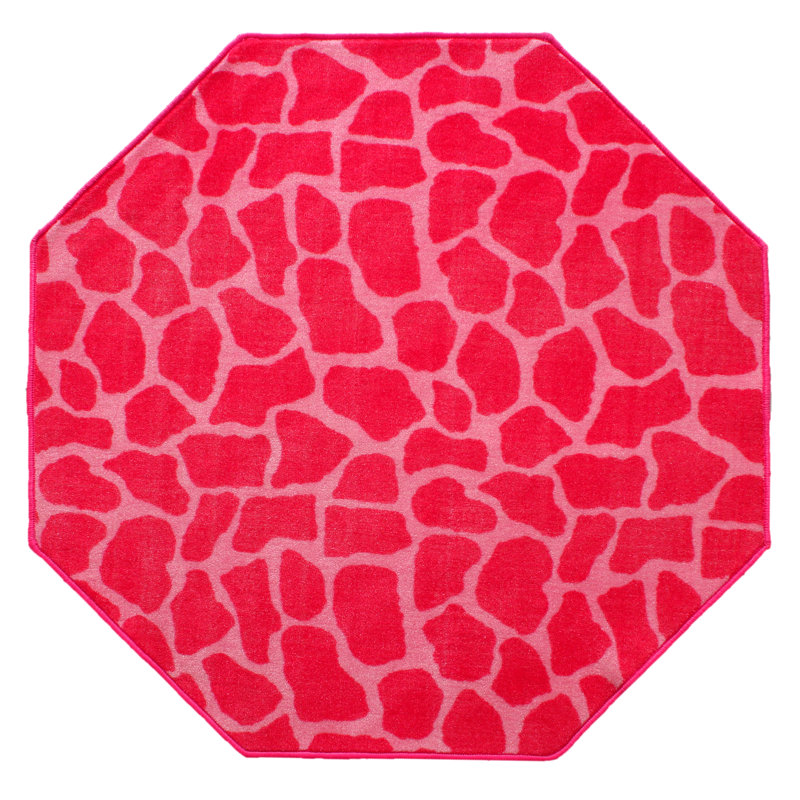 Tapis rouge à imprimé animal, Octogone 4 pi