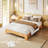 Full Bed Frame, Platform Wood Bed Frame with Wooden Slat and Metal Slat Support, 10.24-inch Underbed Space for Storage-434061188-434061189