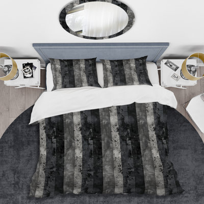 Rayures gris foncé - ensemble de housse de couette transitionnel