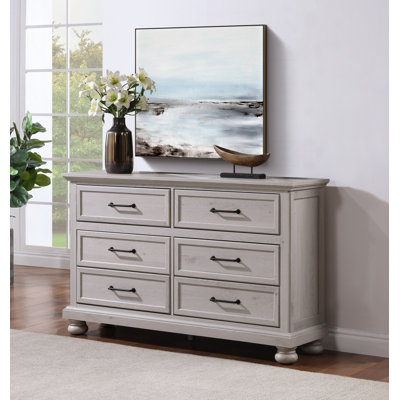 60" Wide Coastal Dresser in a Grey Finish with Turned Legs